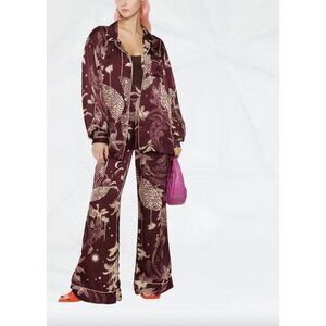 Forte Forte Printed Palazzo Pants Purple Cream Womens Size 00 XXS